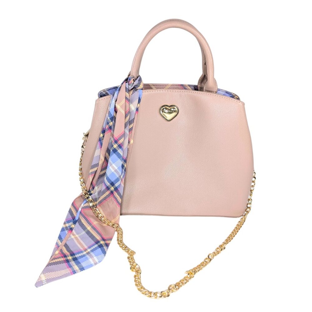 Betsey Johnson Blush Mauve Gigi Faux Leather Triple Compartment Mini Satchel